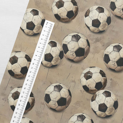 Image of cotton loopback jersey footballs with retro charm, design-22 – available online at Charlotte's Fabrics