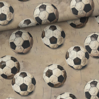 Image of cotton loopback jersey footballs with retro charm, design-22 – available online at Charlotte's Fabrics