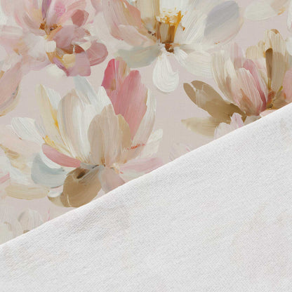 Cotton loopback knit image with painted magnolias in pastel tones – available online at Charlotte's Fabrics