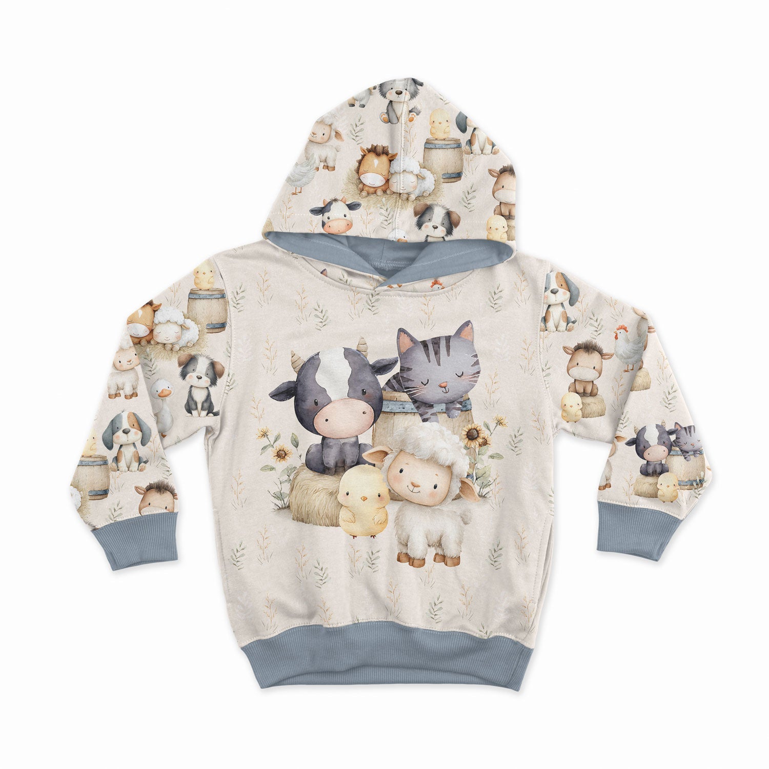 Image avec tricot bouclé en coton - joyeuse bande d’amis de la ferme 250 g/m² | Design - 02 – disponible chez Tissus Charlotte