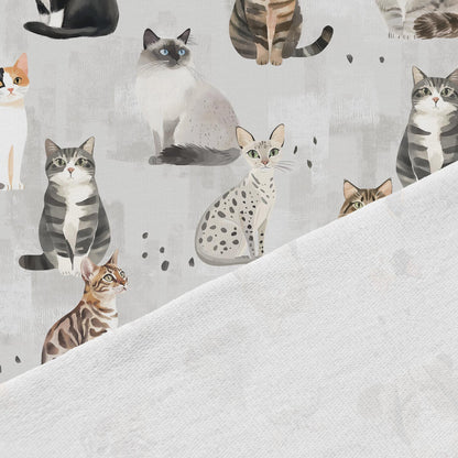 Image of a cotton loopback knit cat on a gray background – available online at Šarlotes audumi
