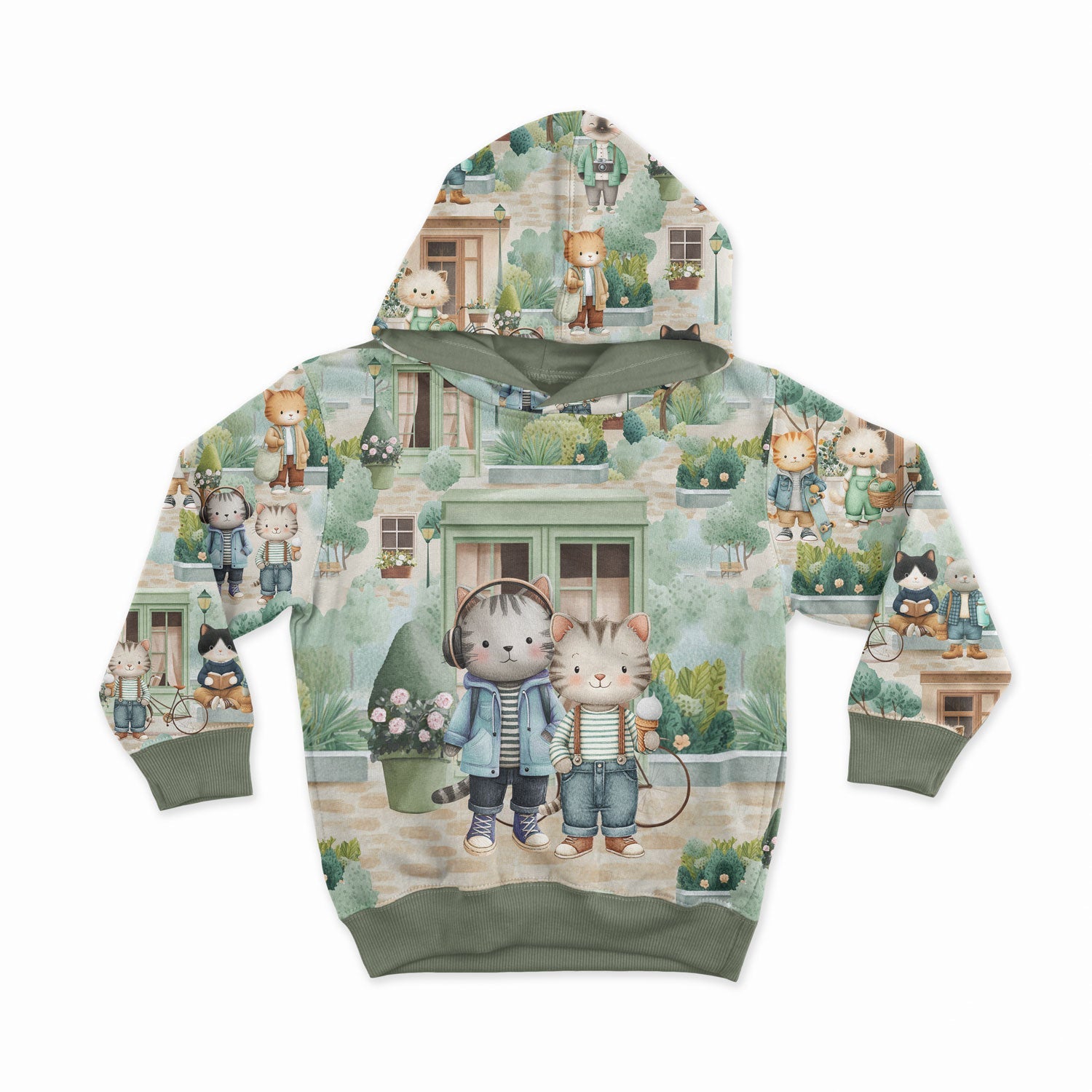 Image avec tissu en jersey bouclette de coton - vie de chat en ville 250 g/m² – disponible chez les tissus Charlotte