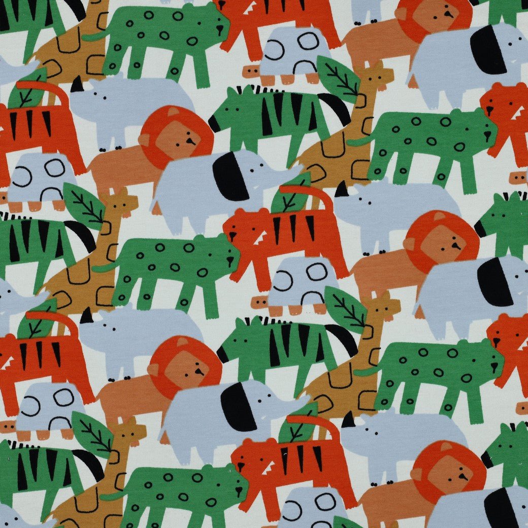 Attēls ar Kokvilnas cilpiņtrikotāža - koši zvēri 225 g/m² – pieejams Šarlotes audumi