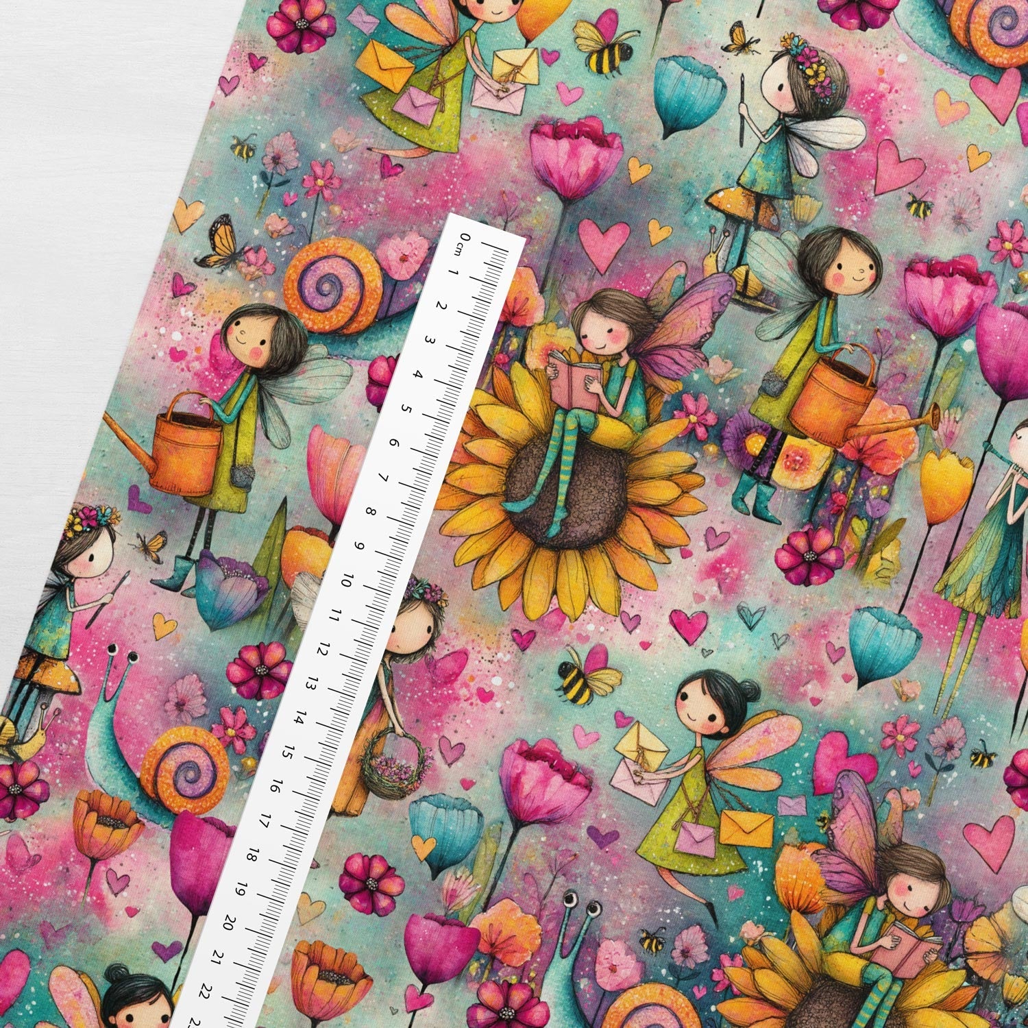 Attēls ar Kokvilnas cilpiņtrikotāža - krāsainās fejiņas 250 g/m² – pieejams Šarlotes audumi
