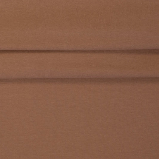 Image of hazelnut brown cotton loopback knit fabric 230 g/m² – available online at Šarlotes audumi