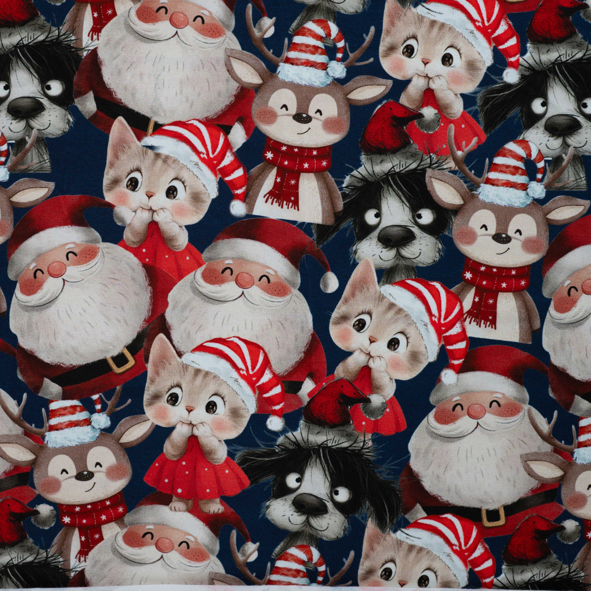 Image of cotton loopback jersey – Holiday Friends, available online at Šarlotes audumi