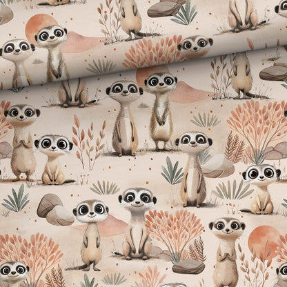 Image de tissu molletonné en coton – bandits du désert 250 g/m² – disponible chez Šarlotes audumi