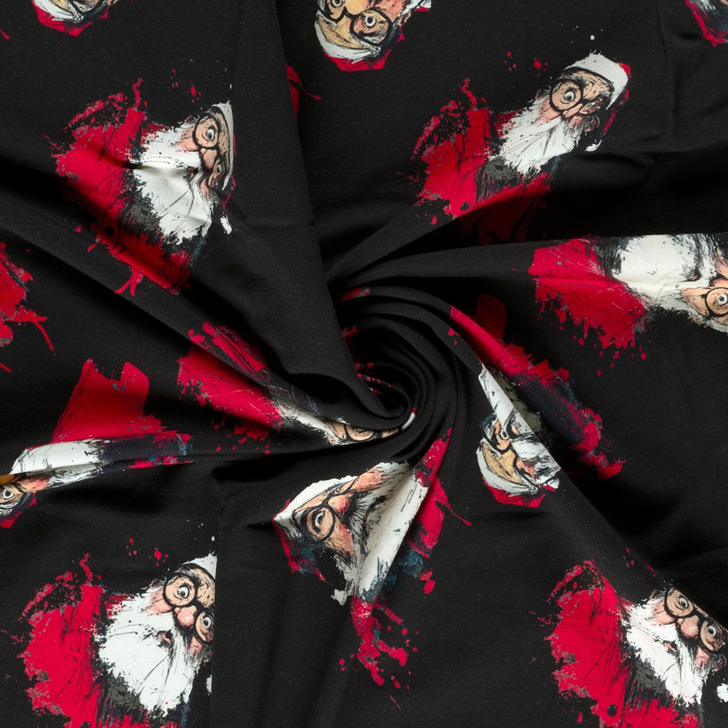 Image of Cotton loopback knit - Santa Claus 250 g/m² – available online at Šarlotes audumi
