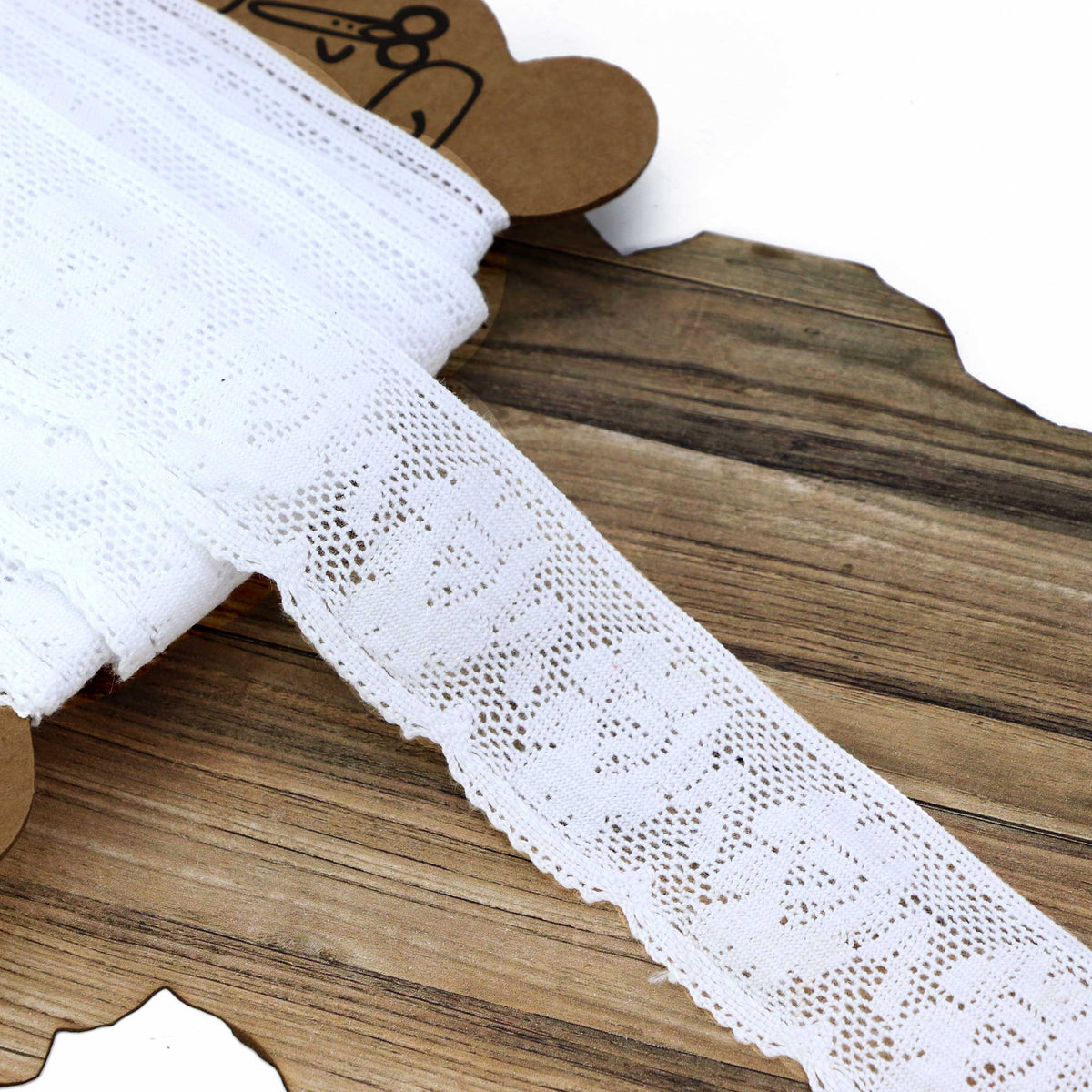 Cotton lace trim, white flowers – 3.5 cm – available online at Šarlotes audumi