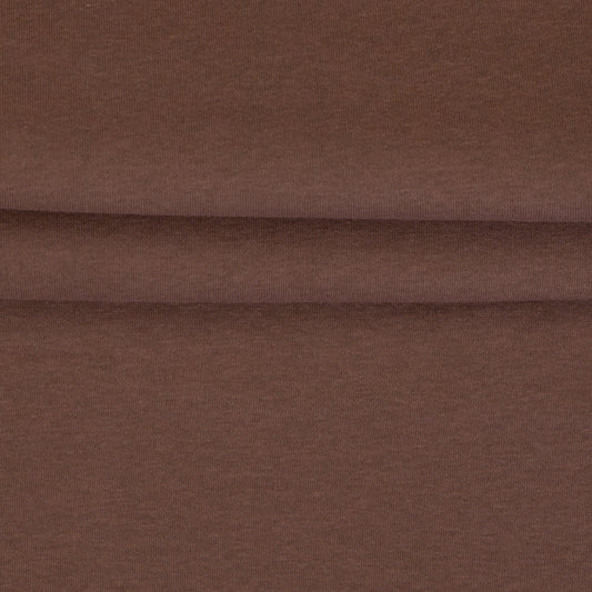 Image of cotton-lined knit fabric in cinnamon brown – available online at Šarlotes Audumi