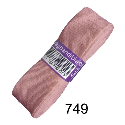 Attēls ar Kokvilnas slīpā diega lenta 20 mm - tonis 749 (3m iepakojums)persiku rozā – pieejams Šarlotes audumi