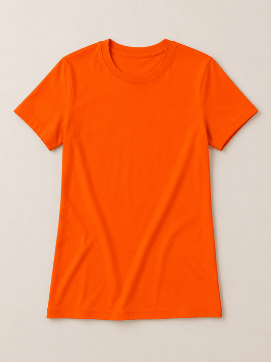 Cotton knit fabric in carrot orange 210 g/m² – available at Šarlotes audumi