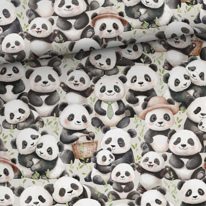 Jersey de coton - pandas 200 g/m²