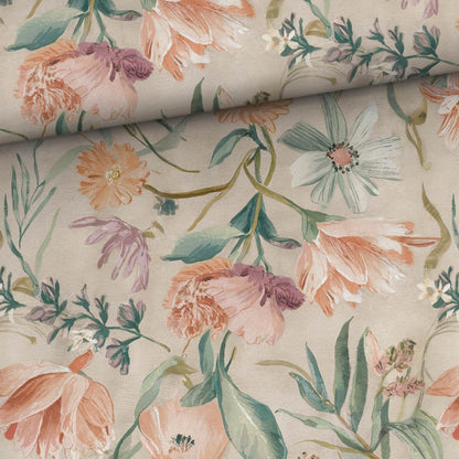 Jersey de coton - fleurs sur fond beige 200 g/m²