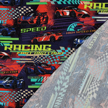 Image avec jersey de coton - voiture de course 200 g/m² – disponible chez Šarlotes audumi