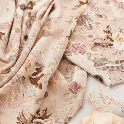 Image of cotton jersey with flowers, 220 g/m² – available at Šarlotes audumi