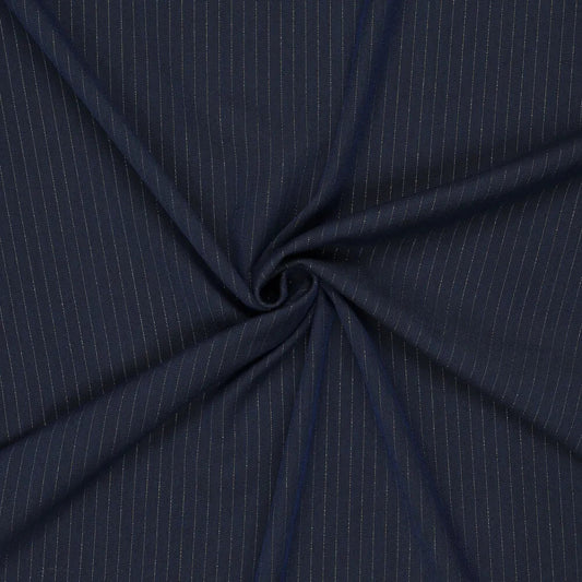 Attēls ar Kostīmaudums ar smalku lureksa svītru - tumši zils | 195 g/m² | 145 cm – pieejams Šarlotes audumi