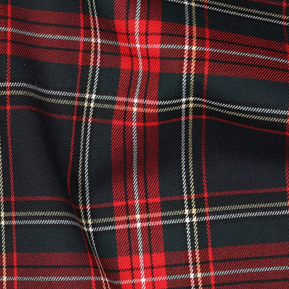 Suit fabric - black, red checkered 230 g/m²