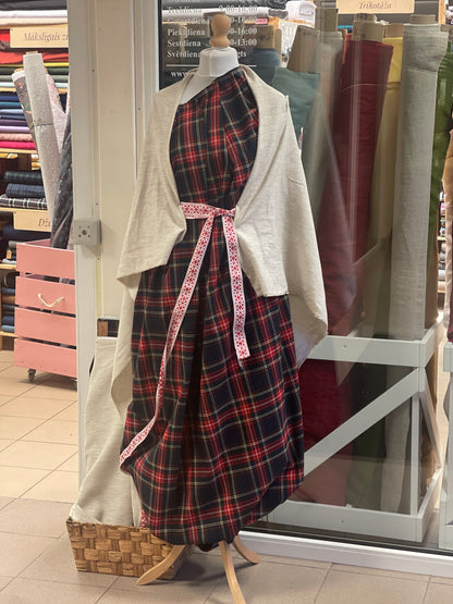 suiting fabric - black, red plaid 230 g/m²