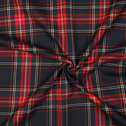suiting fabric - black, red plaid 230 g/m²