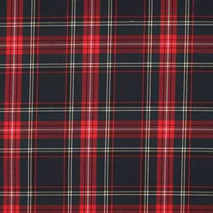 Suit fabric - black, red checkered 230 g/m²