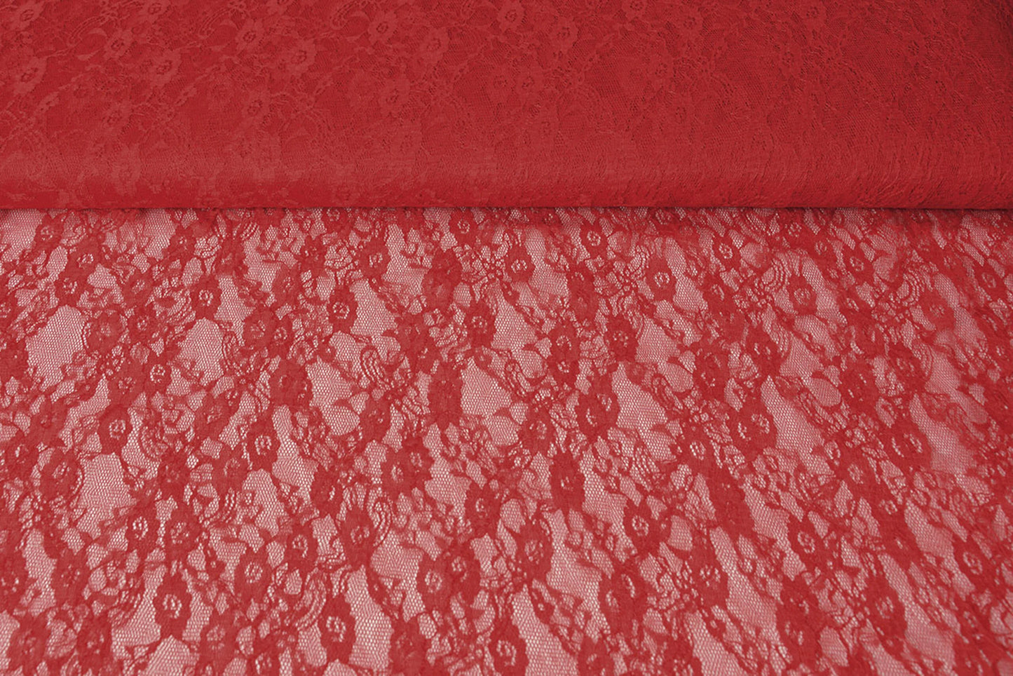 Smulkus raudonas nėrinių audinys 50 g/m²