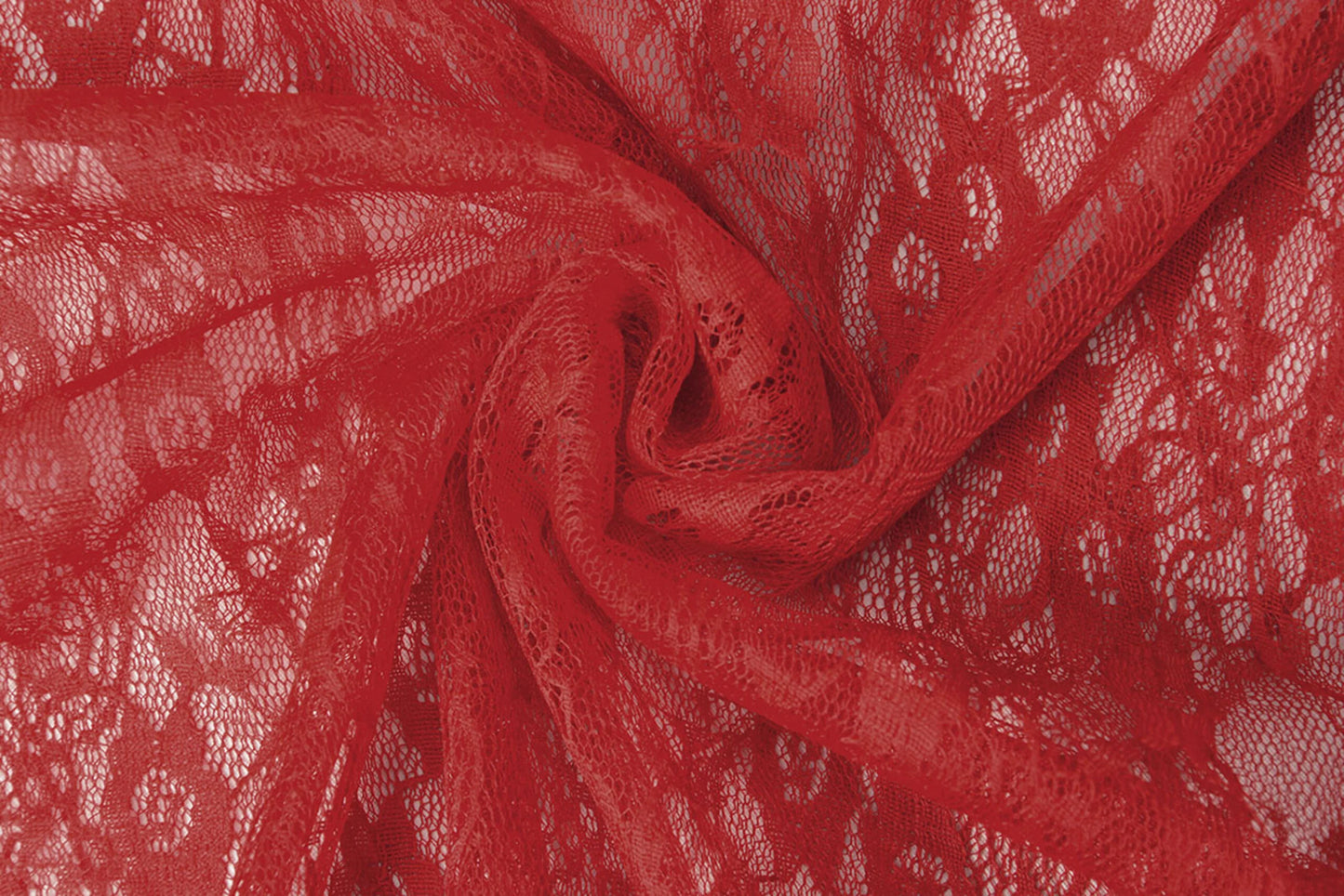 Smulkus raudonas nėrinių audinys 50 g/m²