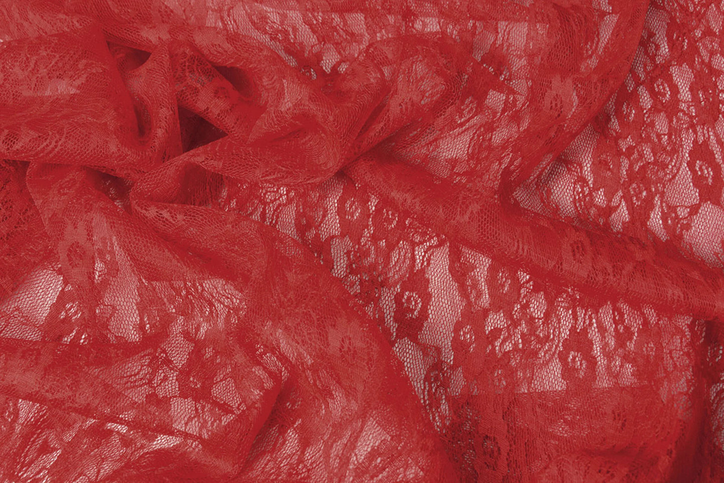 Smulkus raudonas nėrinių audinys 50 g/m²