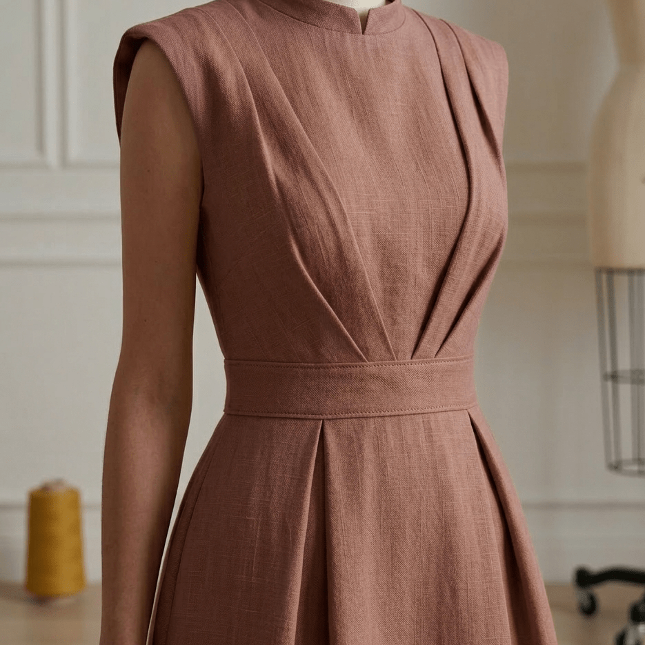 Attēls ar Lina audums–tumšo rožu tonis 235 g/m² – pieejams Šarlotes audumi