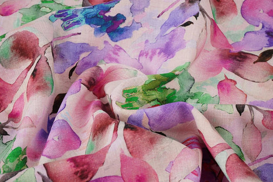 Attēls ar Lina un kokvilnas audums ar ziedu rakstu 170 g/m² – pieejams Šarlotes audumi