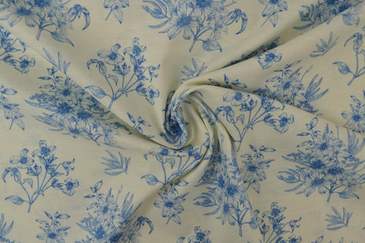 Lins ar kokvilnu-zili ziedi 170 g/m²