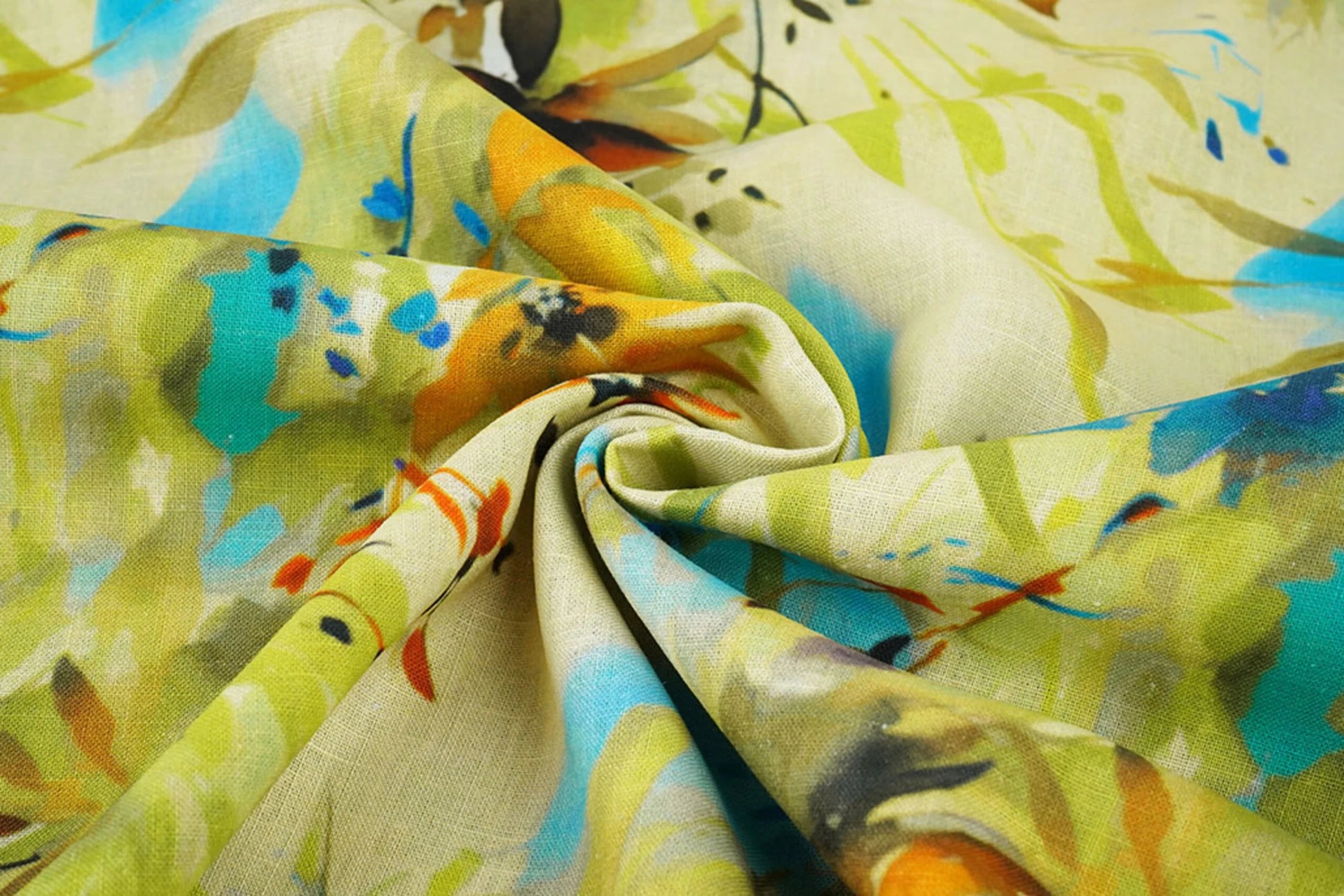 Attēls ar Lins ar kokvilnu - ziedu raksts 170 g/m² | viegls, elpojošs audums apģērbam un mājai – pieejams Šarlotes audumi