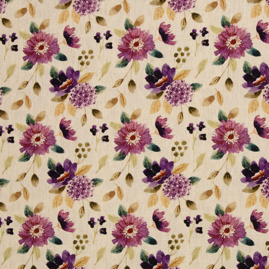 Image of linen with viscose, autumn floral watercolor – available online at Charlotte's Fabrics