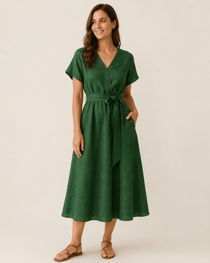 Image of linen with viscose, emerald green, 200 g/m² – available at Šarlotes audumi