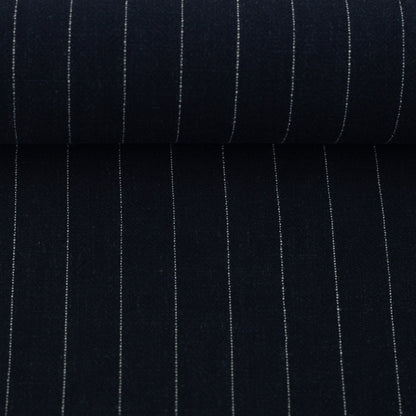 Lin et viscose - rayures sur fond bleu foncé 200 g/m²