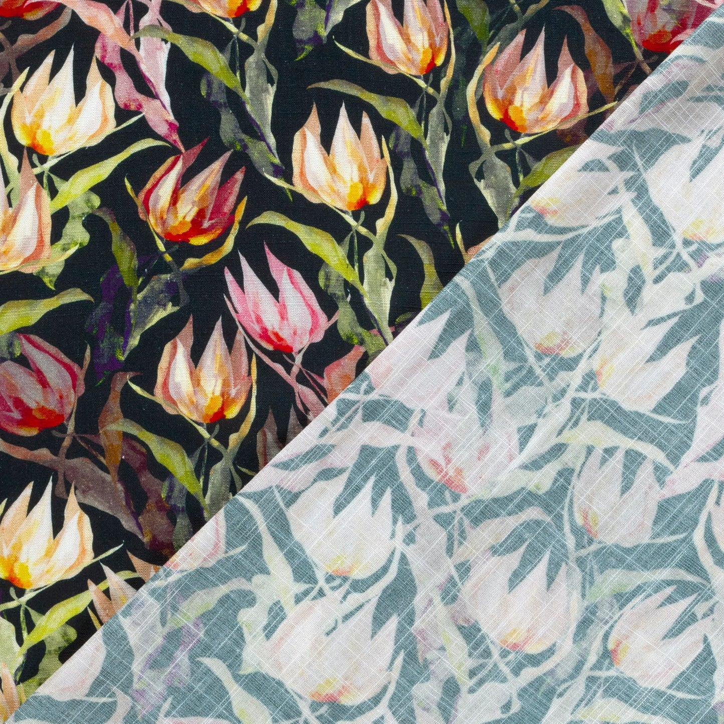 Attēls ar Lins ar viskozi - tulpes 170 g/m² – pieejams Šarlotes audumi