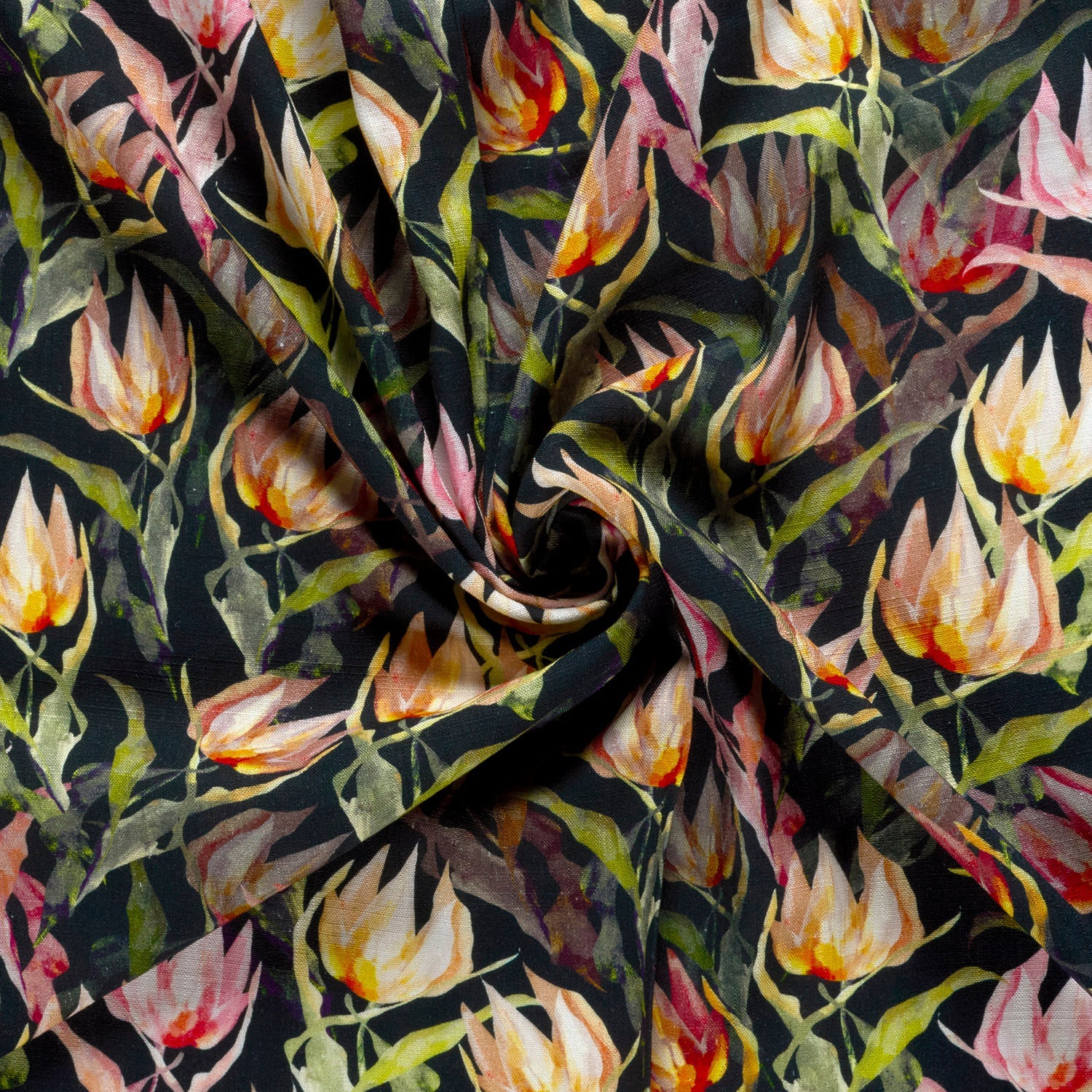 Attēls ar Lins ar viskozi - tulpes 170 g/m² – pieejams Šarlotes audumi