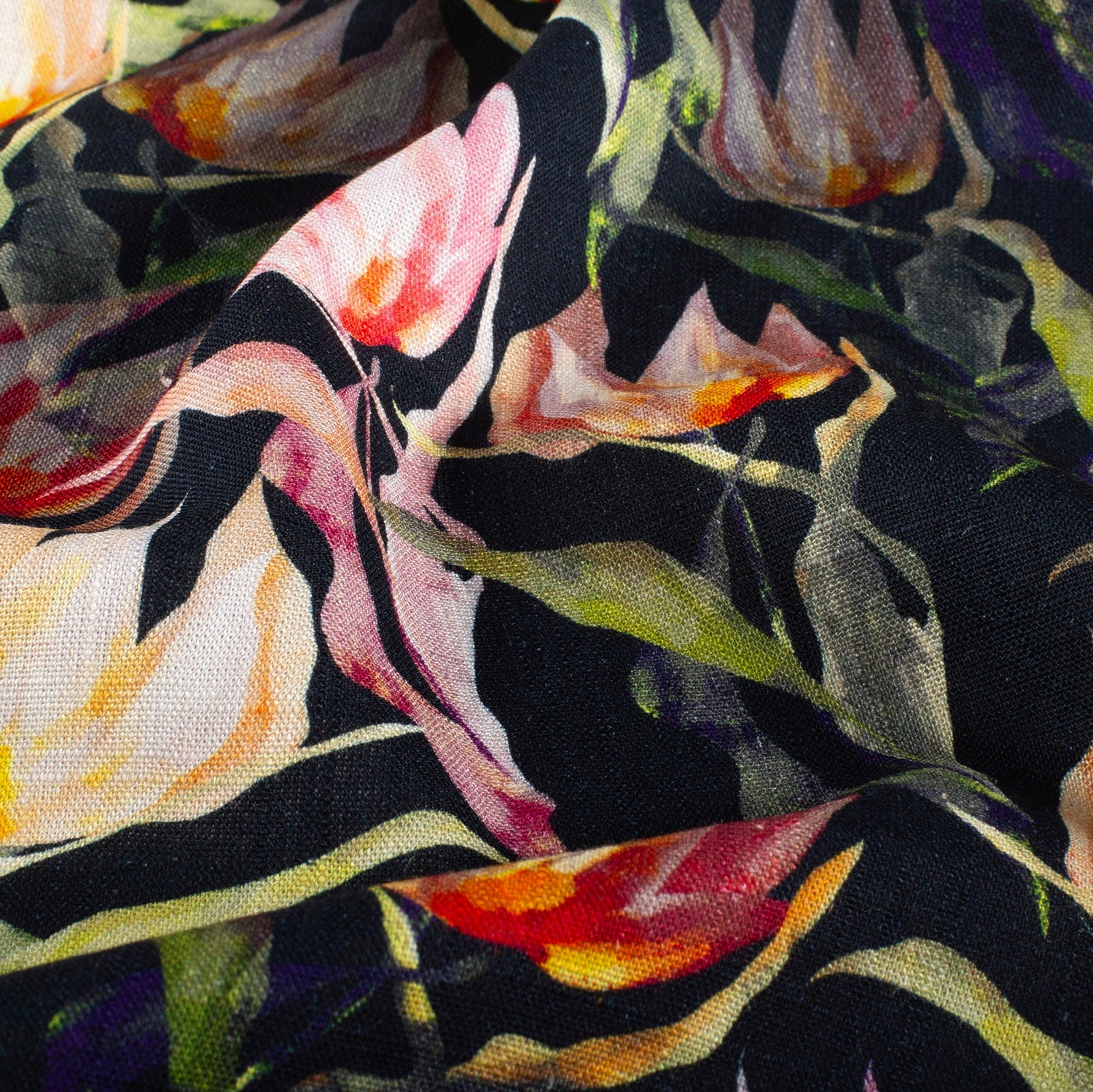 Attēls ar Lins ar viskozi - tulpes 170 g/m² – pieejams Šarlotes audumi