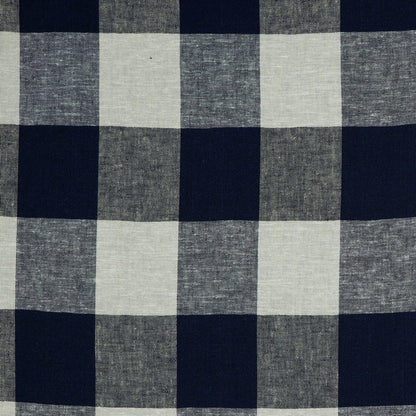 Lin viscose - à carreaux bleu foncé 145 g/m²