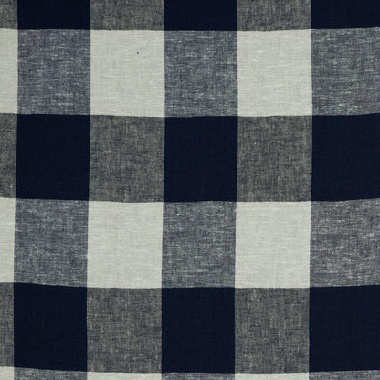 Lin et viscose - à carreaux bleu foncé 145 g/m²