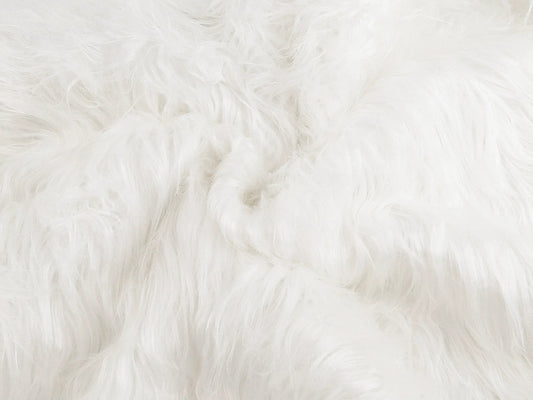 Attēls ar Mākslīgā kažokāda ar ļoti garu pūku - balts 540 g/m² – pieejams Šarlotes audumi