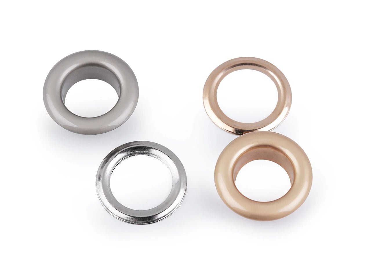 Attēls ar Metāla gredzeni, Luversi iekšējais Ø10 mm / ārējais Ø17 mm |10 gab | dažādu toņu – pieejams Šarlotes audumi