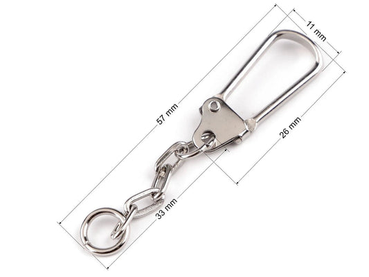 Attēls ar Metāla karabīne ar ķēdīti| 11 x 26 mm 10 gab.|dažādu toņu – pieejams Šarlotes audumi