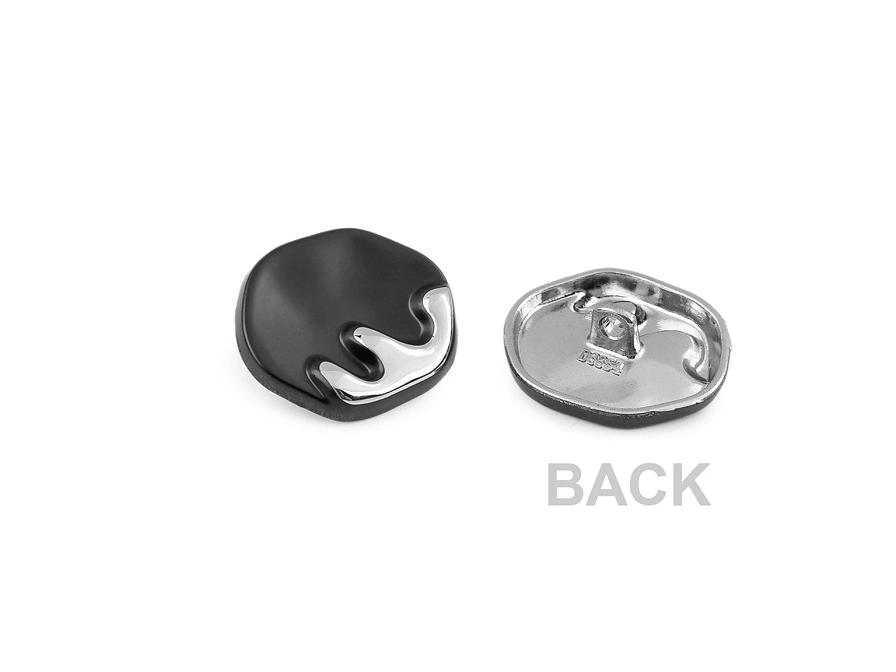 Metal shank buttons, black with accent, 23 mm – available at Šarlotes audumi