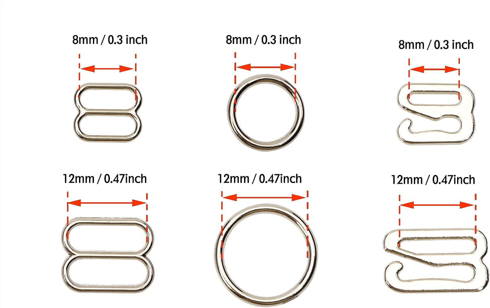 Metāla regulators veļai 8mm - zelta (10 gb iepakojums)