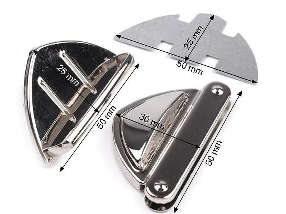 Image of metal bag clasp / lock 50 × 25 mm – rose gold – available online at Šarlotes audumi