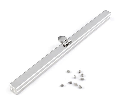 Metal bag clasp frame with screws, 12 cm – available online at Šarlotes audumi