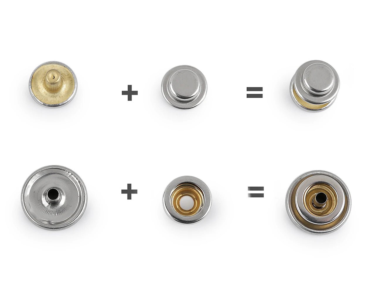 Attēls ar Metāla spiedpogas Ø15 mm biezākiem audumiem|50 gb – pieejams Šarlotes audumi