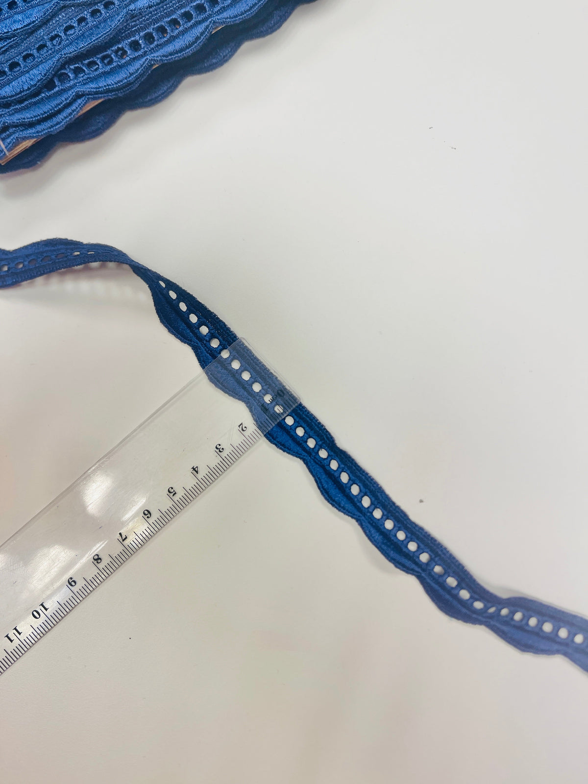 Attēls ar Mežģīne 1,5 cm-tumši zila – pieejams internetā Šarlotes audumi
