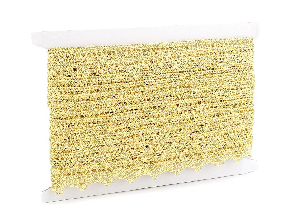 Attēls ar Mežģīne - zelta 2 cm – pieejams Šarlotes audumi